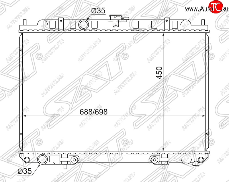5 849 р. Радиатор двигателя (трубчатый, МКПП/АКПП) SAT Nissan X-trail 1 T30 дорестайлинг (2000-2003)  с доставкой в г. Вологда