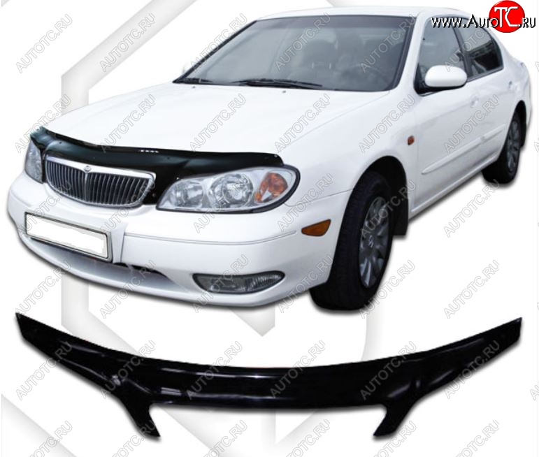 2 399 р. Дефлектор капота (33) CA-Plastic exclusive Nissan Maxima A33 дорестайлинг (2000-2003) (Classic черный, Без надписи)  с доставкой в г. Вологда