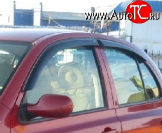 999 р. Комплект дефлекторов окон (ветровиков) 4 шт. (5 дверей) Russtal Nissan Micra K12 5 дв. дорестайлинг (2002-2005)  с доставкой в г. Вологда