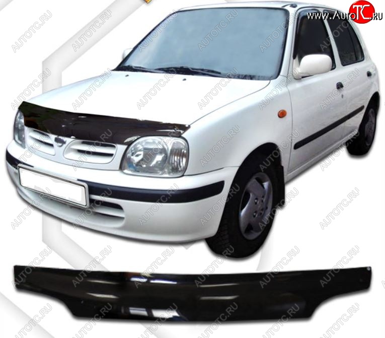 1 999 р. Дефлектор капота CA-Plastic Nissan March K11 хэтчбэк 5 дв. 2-ой рестайлинг (1997-2003) (Classic черный, Без надписи)  с доставкой в г. Вологда