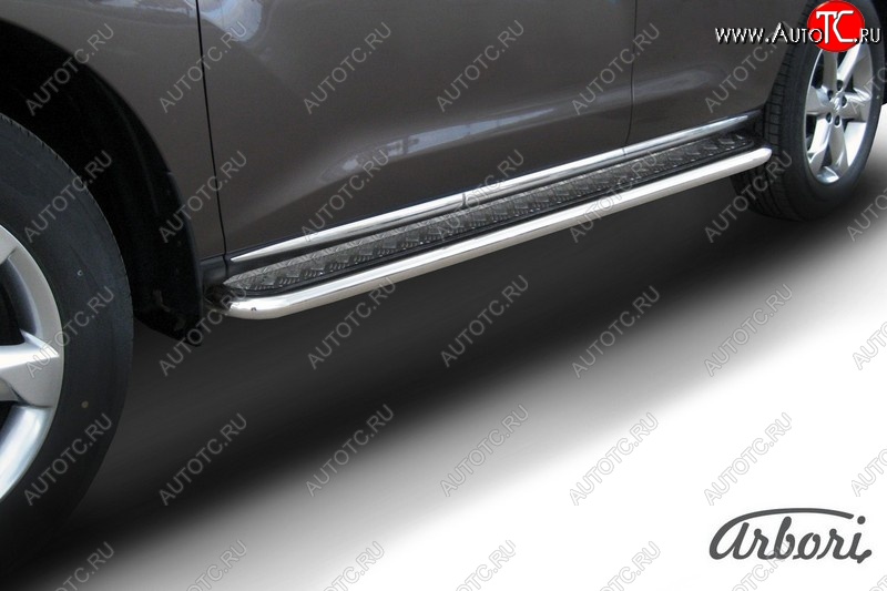 15 749 р. Защита штатных порогов с листом Arbori (нержавейка, алюминий, d57) Nissan Murano 2 Z51 рестайлинг (2010-2016)  с доставкой в г. Вологда