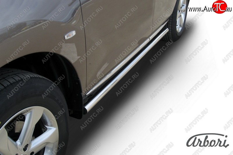 13 499 р. Защита штатных порогов Arbori (нержавейка, d57 mm). Nissan Murano 2 Z51 рестайлинг (2010-2016)  с доставкой в г. Вологда