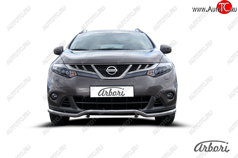 15 299 р. Защита переднего бампера Arbori (волна, нержавейка, 1 труба d57 mm). Nissan Murano 2 Z51 рестайлинг (2010-2016)  с доставкой в г. Вологда