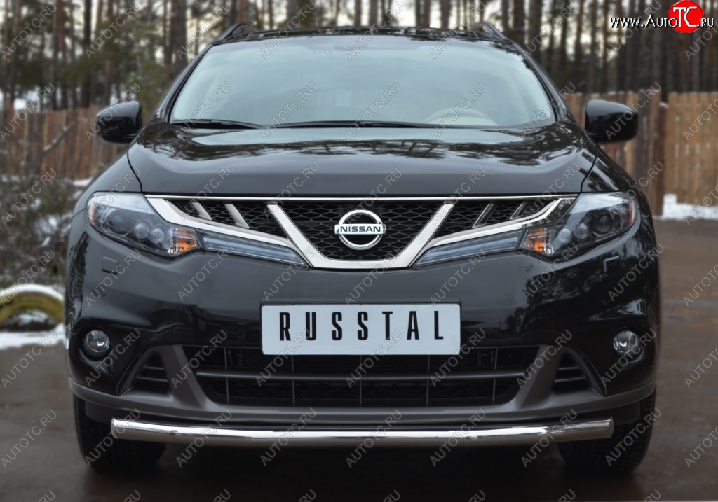 15 249 р. Защита переднего бампера (Ø63 мм, нержавейка) SLITKOFF Nissan Murano 2 Z51 рестайлинг (2010-2016)  с доставкой в г. Вологда