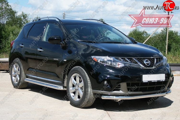 13 859 р. Защита переднего бампера одинарная Souz-96 (d60). Nissan Murano 2 Z51 рестайлинг (2010-2016)  с доставкой в г. Вологда