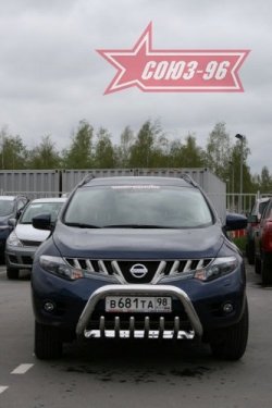 20 654 р. Защита переднего бампера Souz-96 (d76) Nissan Murano 2 Z51 дорестайлинг (2008-2011)  с доставкой в г. Вологда. Увеличить фотографию 2