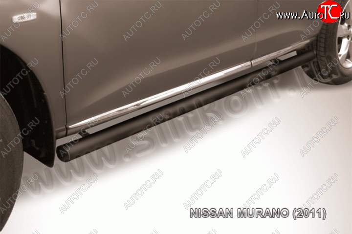 11 949 р. Защита порогов Slitkoff Nissan Murano 2 Z51 рестайлинг (2010-2016) (Цвет: серебристый)  с доставкой в г. Вологда