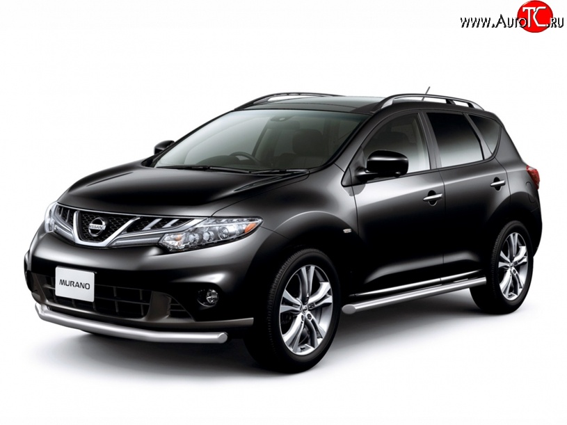 9 299 р. Защита порогов из круглой трубы диаметром 63 мм Petroil Tuning Nissan Murano 2 Z51 рестайлинг (2010-2016)  с доставкой в г. Вологда