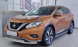 19 999 р. Защита переднего бампера (2 трубыØ63 и 42 мм, нержавейка) SLITKOFF Nissan Murano 3 Z52 дорестайлинг (2015-2022)  с доставкой в г. Вологда. Увеличить фотографию 2