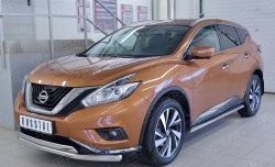 15 249 р. Защита переднего бампера (2 трубыØ63 и 75х42 мм, нержавейка) Russtal Nissan Murano 3 Z52 дорестайлинг (2015-2022)  с доставкой в г. Вологда. Увеличить фотографию 2