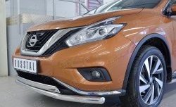15 249 р. Защита переднего бампера (2 трубыØ63 и 75х42 мм, нержавейка) Russtal Nissan Murano 3 Z52 дорестайлинг (2015-2022)  с доставкой в г. Вологда. Увеличить фотографию 4