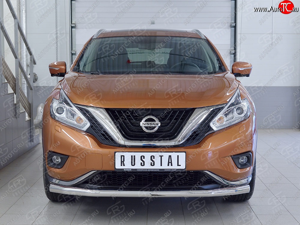 16 849 р. Защита переднего бампера (Ø63 мм, нержавейка) SLITKOFF Nissan Murano 3 Z52 дорестайлинг (2015-2022)  с доставкой в г. Вологда