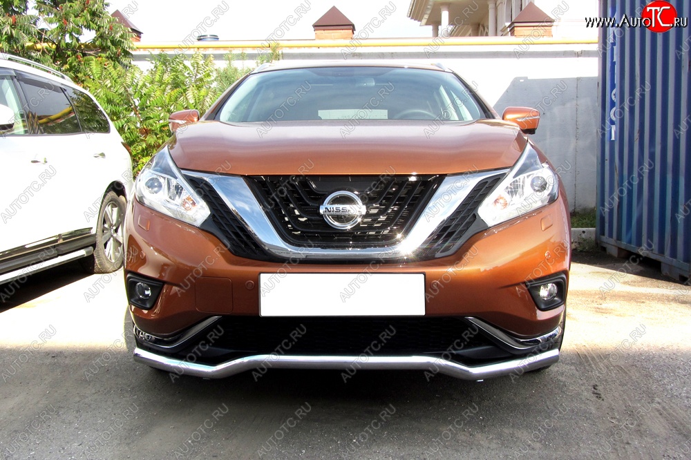 18 399 р. Защита переднего бампера из изогнутой трубы диаметром 57 мм Slitkoff Nissan Murano 3 Z52 дорестайлинг (2015-2022) (Нержавейка, Полированная)  с доставкой в г. Вологда