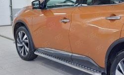 Порожки для ног (Ø42) SLITKOFF Nissan Murano 3 Z52 рестайлинг (2020-2025) (лист - алюминий, профиль - нержавейка)