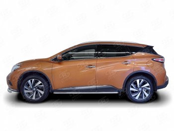 35 549 р. Широкая защита порогов с трубой диаметром 42 мм SLITKOFF v3 Nissan Murano 3 Z52 дорестайлинг (2015-2022)  с доставкой в г. Вологда. Увеличить фотографию 2