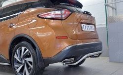 15 249 р. Защита заднего бампера (Ø42 мм волна под машину, нержавейка) SLITKOFF Nissan Murano 3 Z52 дорестайлинг (2015-2022)  с доставкой в г. Вологда. Увеличить фотографию 4