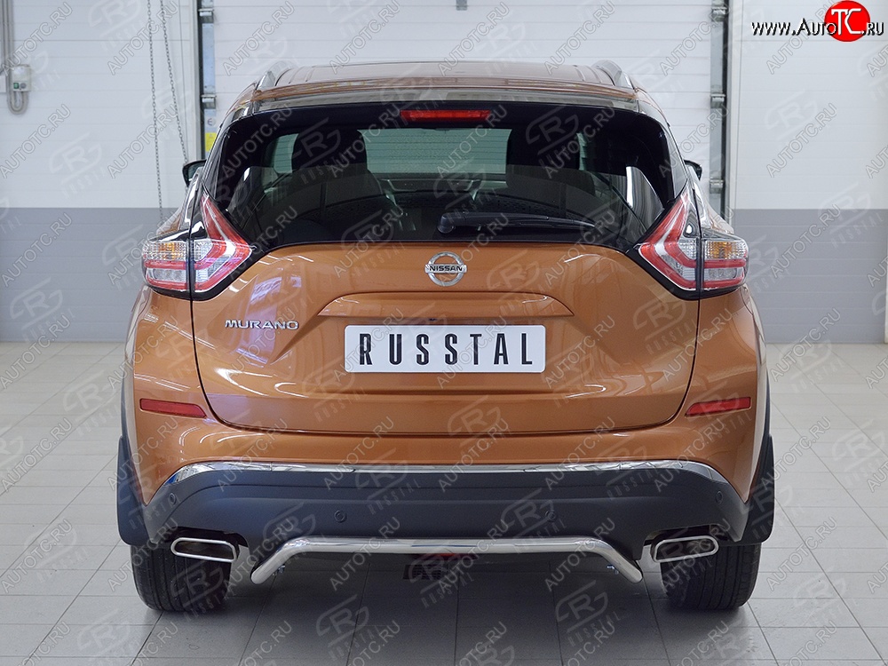 15 249 р. Защита заднего бампера (Ø42 мм волна под машину, нержавейка) SLITKOFF Nissan Murano 3 Z52 дорестайлинг (2015-2022)  с доставкой в г. Вологда