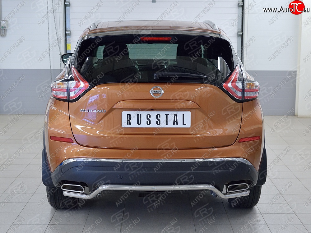 15 949 р. Защита заднего бампера (Ø42 мм волна, нержавейка) SLITKOFF Nissan Murano 3 Z52 дорестайлинг (2015-2022)  с доставкой в г. Вологда