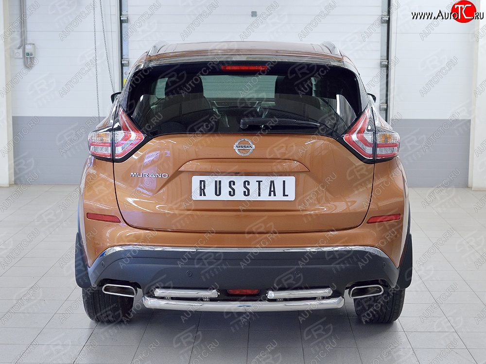 16 699 р. Защита заднего бампера (2 трубы Ø63 и 42 мм, нержавейка) SLITKOFF Nissan Murano 3 Z52 дорестайлинг (2015-2022)  с доставкой в г. Вологда