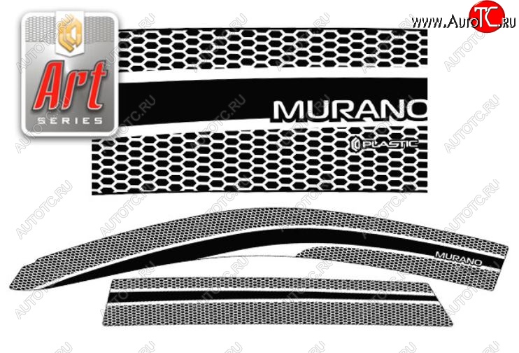 2 299 р. Дефлектора окон CA-Plastic  Nissan Murano  1 Z50 (2002-2009) (Серия Art белая, Без хром.молдинга)  с доставкой в г. Вологда