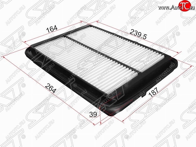 258 р. Фильтр воздушный двигателя SAT (264х187х39 mm)  Nissan Navara  2 D40 (2004-2016) дорестайлинг, рестайлинг  с доставкой в г. Вологда