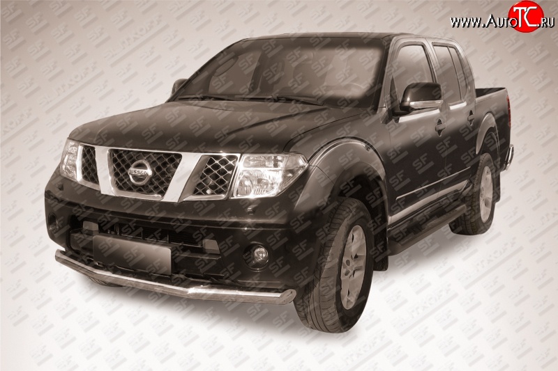 13 499 р. Одинарная защита переднего бампера из трубы диаметром 76 мм Slitkoff Nissan Navara 2 D40 дорестайлинг (2004-2010) (Нержавейка, Полированная)  с доставкой в г. Вологда