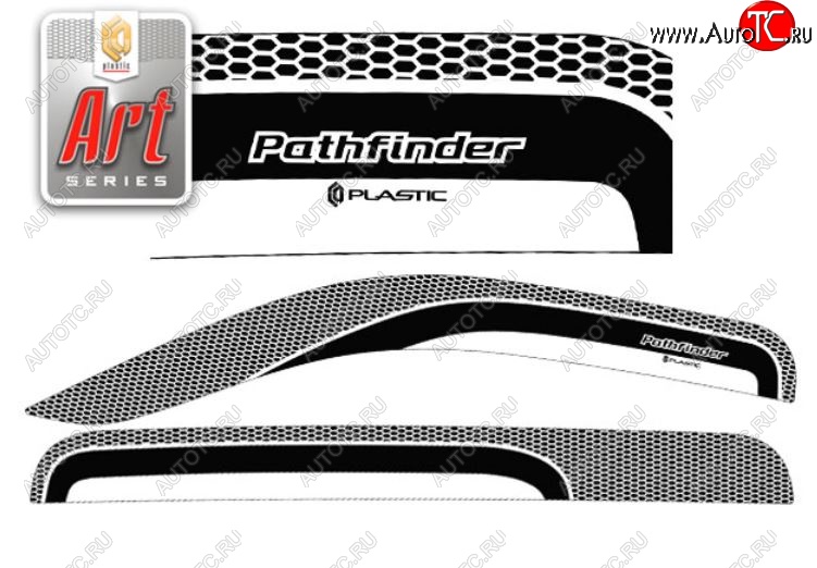 2 299 р. Дефлектора окон CA-Plastic  Nissan Pathfinder  R51 (2004-2007) дорестайлинг (Серия Art черная, Без хром.молдинга)  с доставкой в г. Вологда