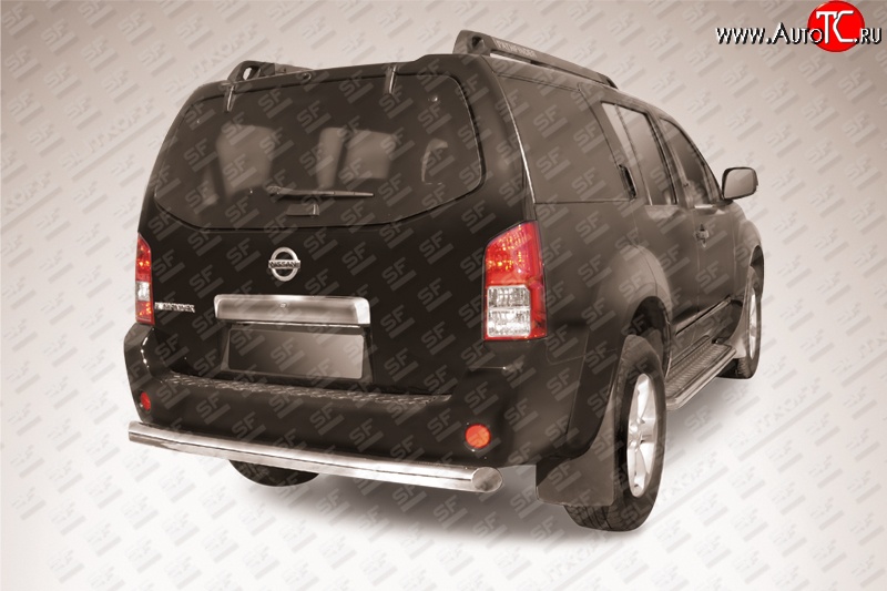 13 499 р. Защита заднего бампера из длинной трубы диаметром 76 мм Slitkoff Nissan Pathfinder R51 дорестайлинг (2004-2007) (Нержавейка, Полированная)  с доставкой в г. Вологда