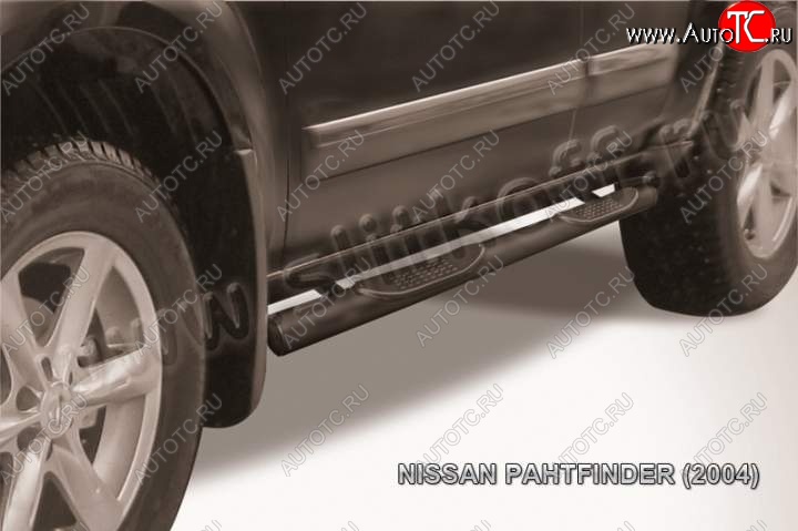 12 399 р. Защита порогов Slitkoff Nissan Pathfinder R51 дорестайлинг (2004-2007) (Цвет: серебристый)  с доставкой в г. Вологда
