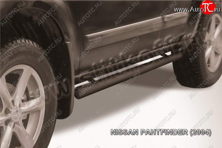 10 599 р. Защита порогов Slitkoff Nissan Pathfinder R51 дорестайлинг (2004-2007) (Цвет: серебристый)  с доставкой в г. Вологда