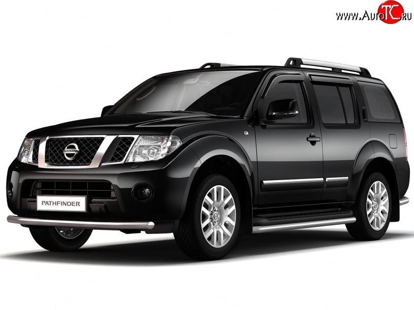 4 199 р. Защита порогов из трубы Ø51 Petroil Tuning Nissan Pathfinder R51 дорестайлинг (2004-2007) (Нержавеющая полированная сталь)  с доставкой в г. Вологда