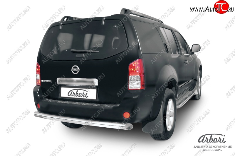 13 319 р. Защита заднего бампера Arbori (нержавейка, 1 труба d76 mm). Nissan Pathfinder R51 дорестайлинг (2004-2007)  с доставкой в г. Вологда