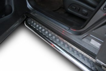 14 579 р. Защита штатных порогов с листом Arbori (нержавейка, алюминий, d57) Nissan Pathfinder R52 дорестайлинг (2012-2017)  с доставкой в г. Вологда. Увеличить фотографию 2