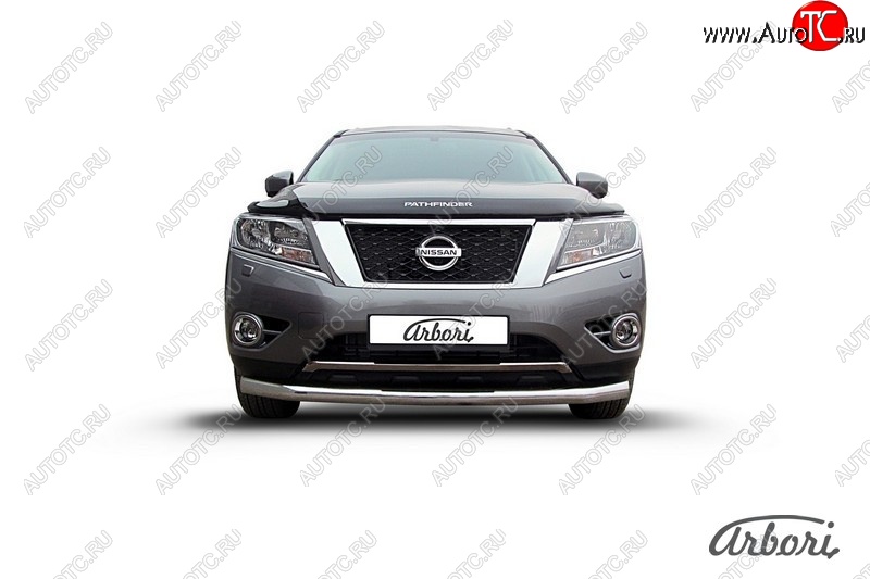 14 363 р. Защита переднего бампера Arbori (нержавейка, 1 труба d76 mm). Nissan Pathfinder R52 дорестайлинг (2012-2017)  с доставкой в г. Вологда