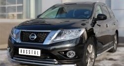 14 499 р. Защита переднего бампера (2 трубыØ63 и 42 мм, нержавейка) SLITKOFF Nissan Pathfinder R52 дорестайлинг (2012-2017)  с доставкой в г. Вологда. Увеличить фотографию 2