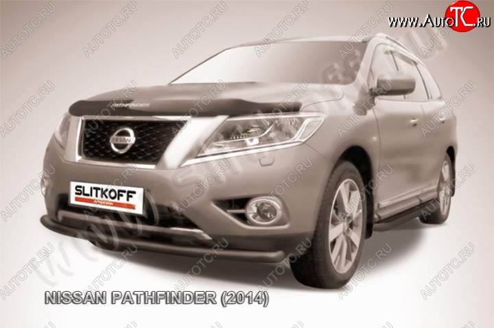 8 999 р. Защита переднего бампер Slitkoff Nissan Pathfinder R52 дорестайлинг (2012-2017) (Цвет: серебристый)  с доставкой в г. Вологда