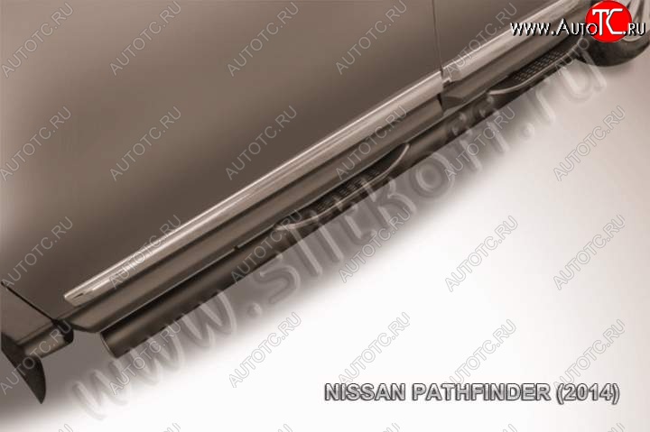 12 399 р. Защита порогов Slitkoff Nissan Pathfinder R52 дорестайлинг (2012-2017) (Цвет: серебристый)  с доставкой в г. Вологда