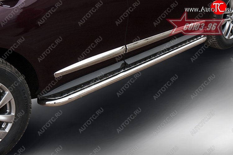 17 144 р. Защита порогов с листом Souz-96 (d60). Nissan Pathfinder R52 дорестайлинг (2012-2017)  с доставкой в г. Вологда