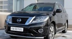 70 999 р. Защита порогов из круглой трубы диаметром 63 мм Russtal Nissan Pathfinder R52 дорестайлинг (2012-2017) (Защита порогов с со скосами на торцах (вариант 1))  с доставкой в г. Вологда. Увеличить фотографию 7
