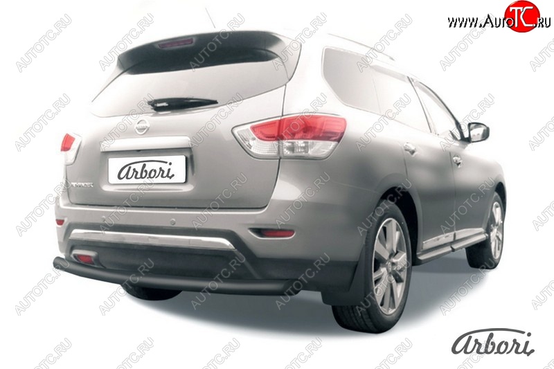 7 559 р. Защита заднего бампера Arbori (черная, 1 труба d76 mm). Nissan Pathfinder R52 дорестайлинг (2012-2017)  с доставкой в г. Вологда