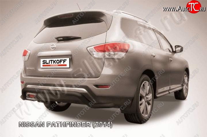 9 999 р. Защита задняя Slitkoff Nissan Pathfinder R52 дорестайлинг (2012-2017) (Цвет: серебристый)  с доставкой в г. Вологда