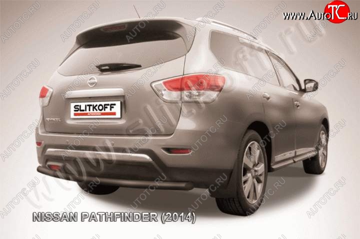 8 999 р. Защита задняя Slitkoff Nissan Pathfinder R52 дорестайлинг (2012-2017) (Цвет: серебристый)  с доставкой в г. Вологда