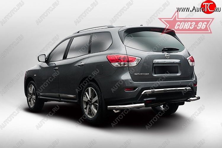 11 789 р. Угловая защита заднего бампера с диаметром трубы 60 мм Souz-96 Nissan Pathfinder R52 дорестайлинг (2012-2017)  с доставкой в г. Вологда