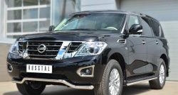 19 699 р. Защита переднего бампера (Ø63 мм волна, нержавейка) SLITKOFF Nissan Patrol 6 Y62 дорестайлинг (2010-2014)  с доставкой в г. Вологда. Увеличить фотографию 3