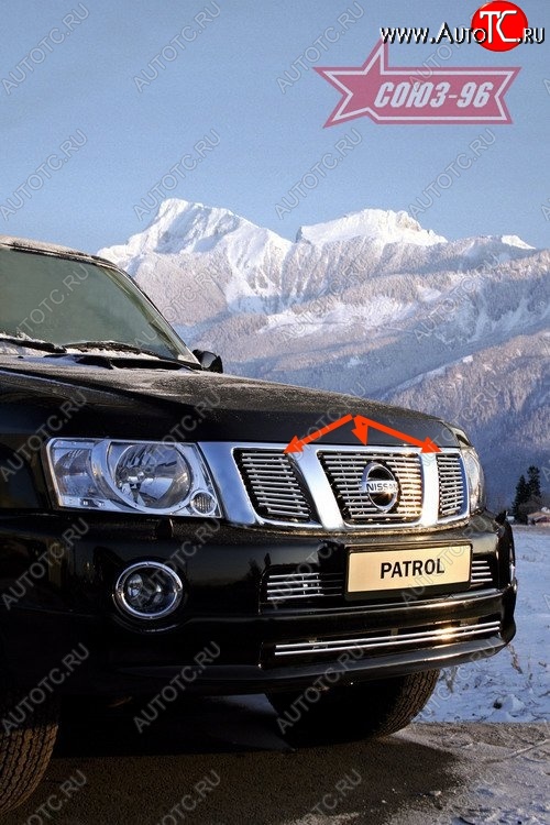 6 344 р. Декоративные элементы решетки радиатора Souz-96 (d10) Nissan Patrol 5 Y61 2-ой рестайлинг (2004-2010)  с доставкой в г. Вологда