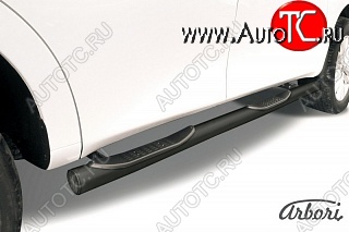 14 039 р. Защита штатных порогов Arbori (с проступью, черная, d76 mm). Nissan Patrol 6 Y62 дорестайлинг (2010-2014)  с доставкой в г. Вологда