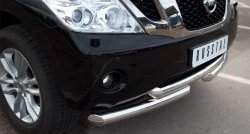 16 849 р. Защита переднего бампера (2 трубы Ø42 мм, нержавейка) SLITKOFF Nissan Patrol 6 Y62 дорестайлинг (2010-2014)  с доставкой в г. Вологда. Увеличить фотографию 2