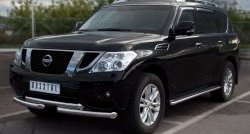 16 849 р. Защита переднего бампера (2 трубы Ø42 мм, нержавейка) SLITKOFF Nissan Patrol 6 Y62 дорестайлинг (2010-2014)  с доставкой в г. Вологда. Увеличить фотографию 4