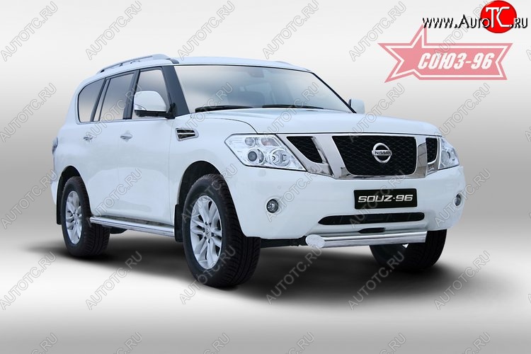 1 159 р. Защита переднего бампера одинарная Souz-96 (d100). Nissan Patrol 6 Y62 дорестайлинг (2010-2014)  с доставкой в г. Вологда