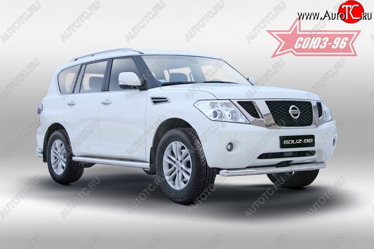 17 819 р. Защита переднего бампера одинарная Souz-96 (d76) Nissan Patrol 6 Y62 дорестайлинг (2010-2014)  с доставкой в г. Вологда